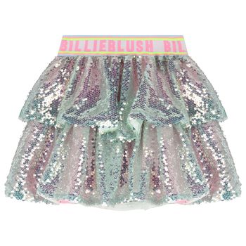 Girls Pink Sequin Iridescent Skirt