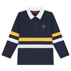 Boys Navy Blue Logo Polo Shirt, 1, hi-res