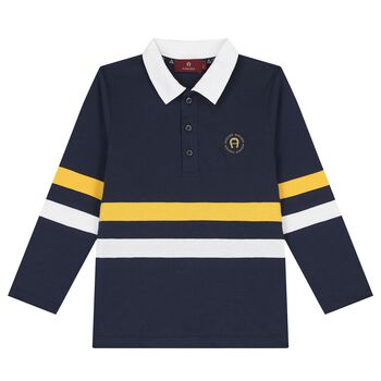 Boys Navy Blue Logo Polo Shirt