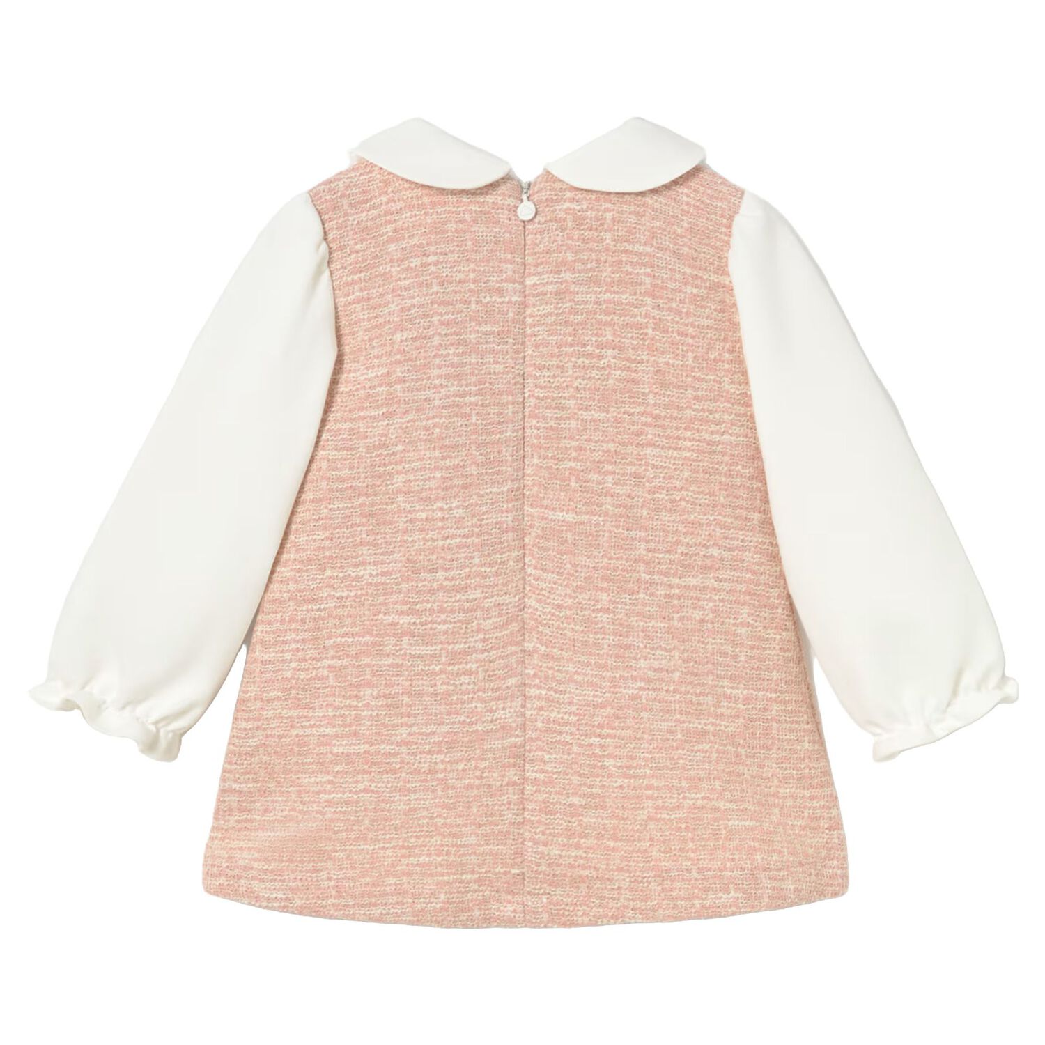 Younger Girls Pink Tweed Dress, 1, hi-res
