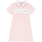 Younger Girls Pink Logo Polo Dress, 1, hi-res