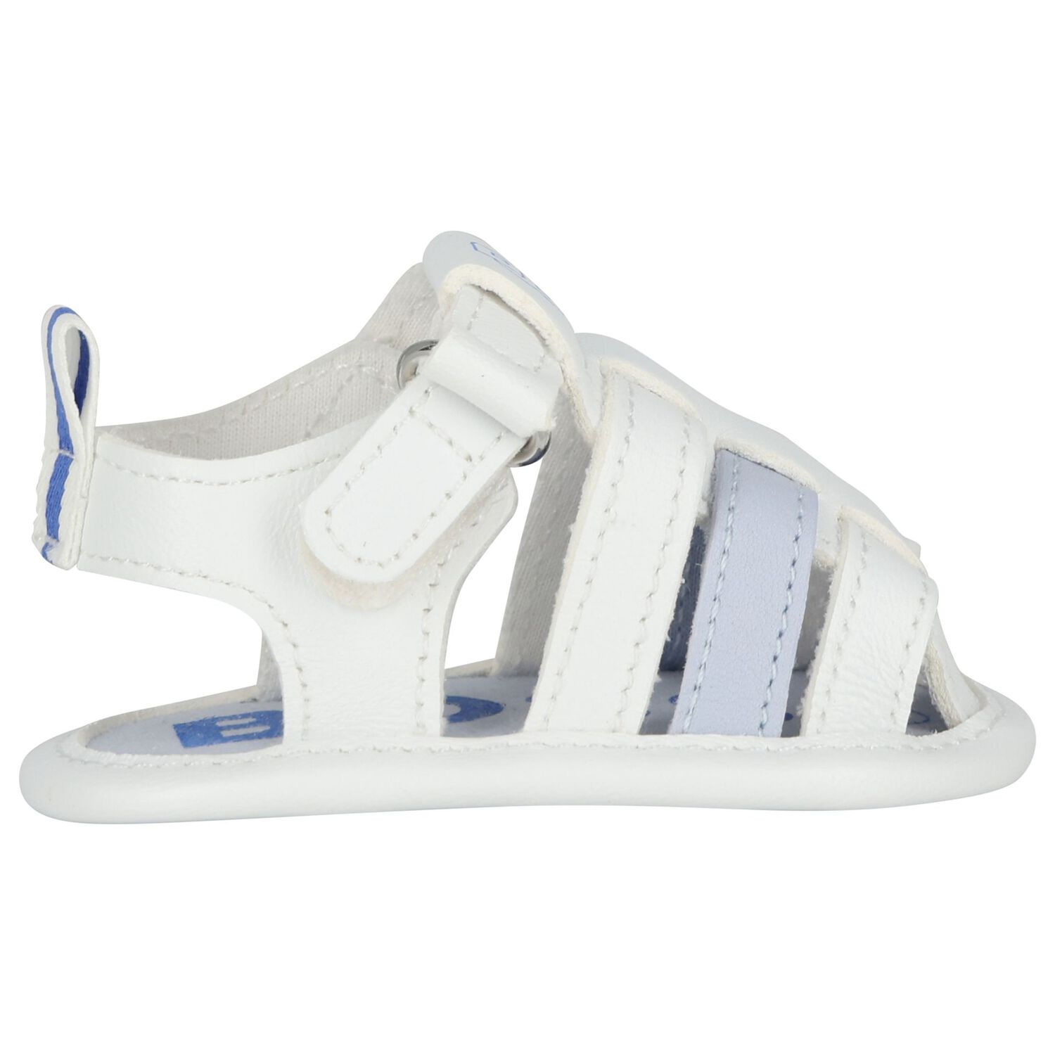 Baby Boys White Logo Sandals, 1, hi-res