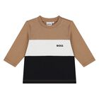 طقم بدله رياضيه بالشعار للاولاد باللون البيج , 1, hi-res