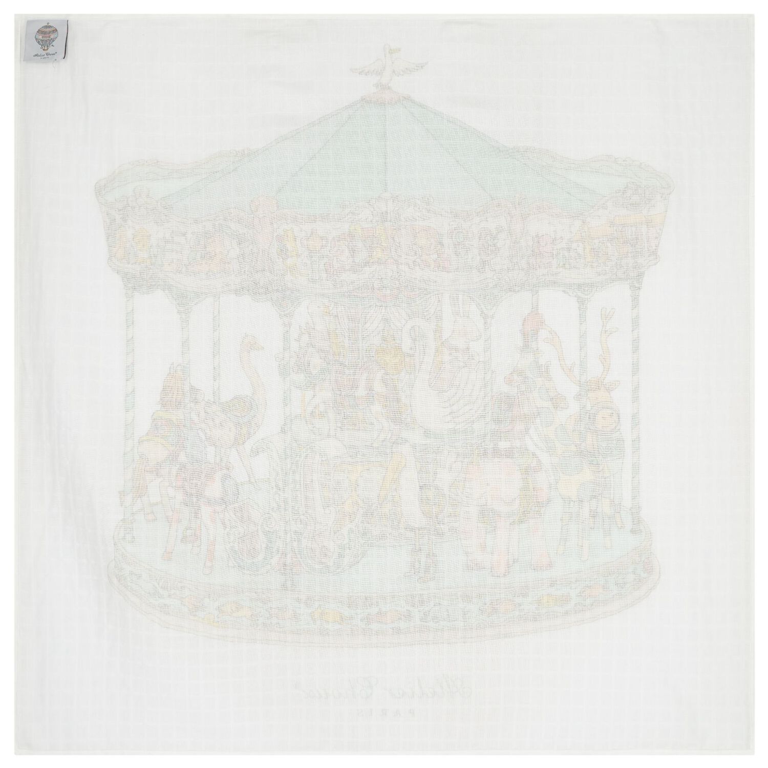Ivory & Green Carousel Carr&eacute; Swaddle & Bib Gift Set, 1, hi-res