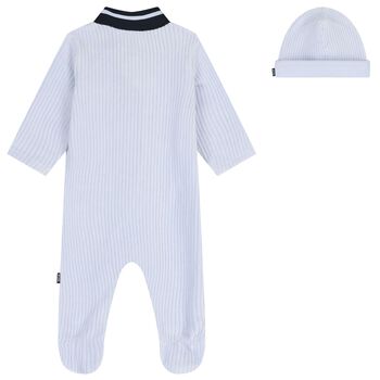 Baby Boys Blue Logo Babygrow Gift Set