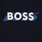 Younger Boys Navy Blue Logo Long Sleeve Top, 1, hi-res