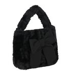Girls Black Faux Fur Handbag, 3, hi-res