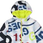 Boys White & Blue Padded Puffer Jacket, 1, hi-res