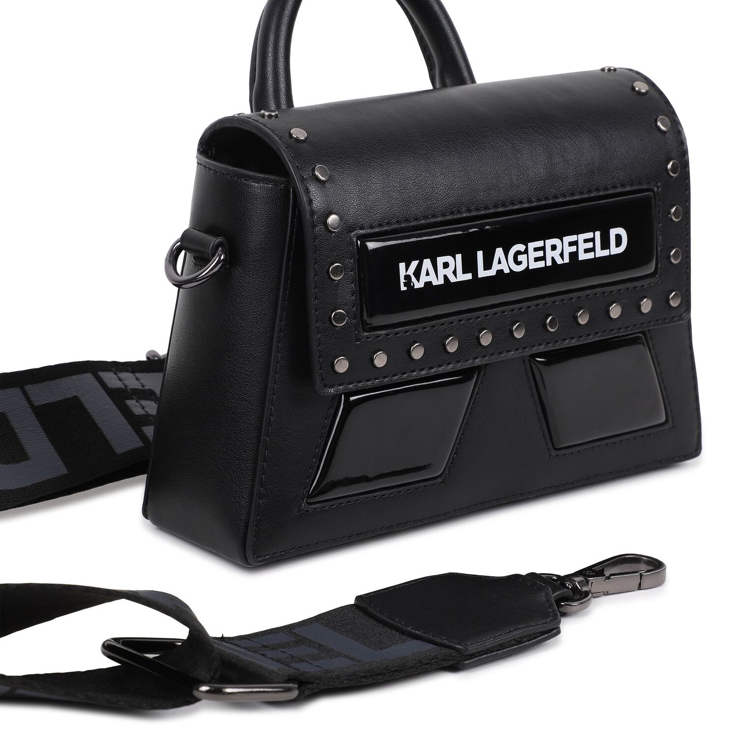 Girls Black Logo Hand Bag, 1, hi-res