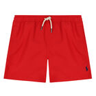 Boys Red Logo Swim Shorts, 1, hi-res