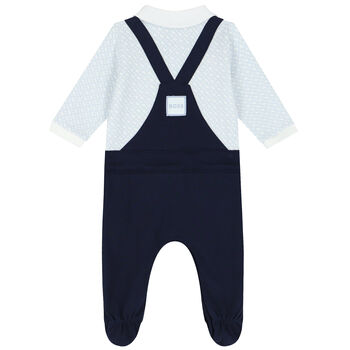 Boys Navy Blue Logo Babygrow