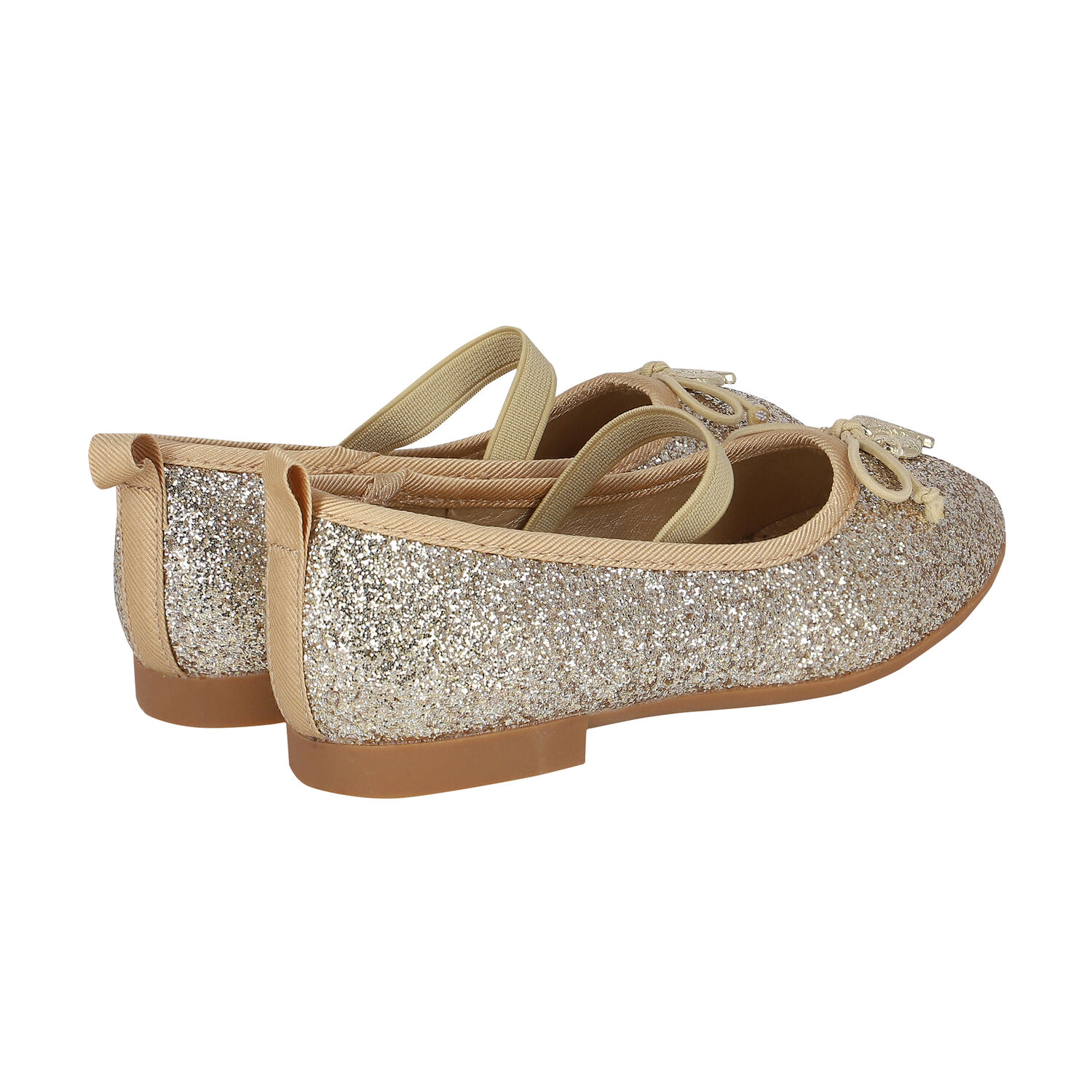 Younger Girls Gold Glitter Shoes, 1, hi-res