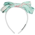 Girls White & Mint Green Bow Headband, 1, hi-res