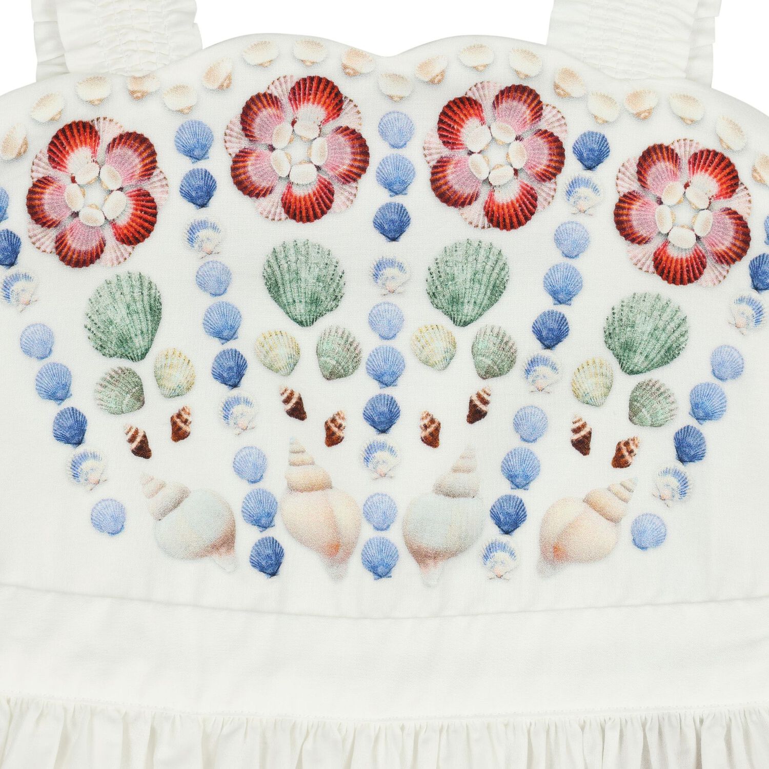 Girls White Shell Dress, 1, hi-res