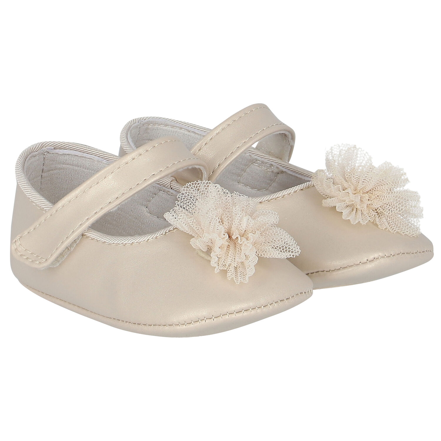Baby Girls Gold Flower Pre Walker Shoes, 2, hi-res image number null