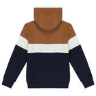 Boys Beige, Ivory & Navy Blue Tracksuit, 1, hi-res