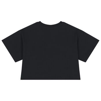 قميص بناتي أسود بشعار دب تيدي