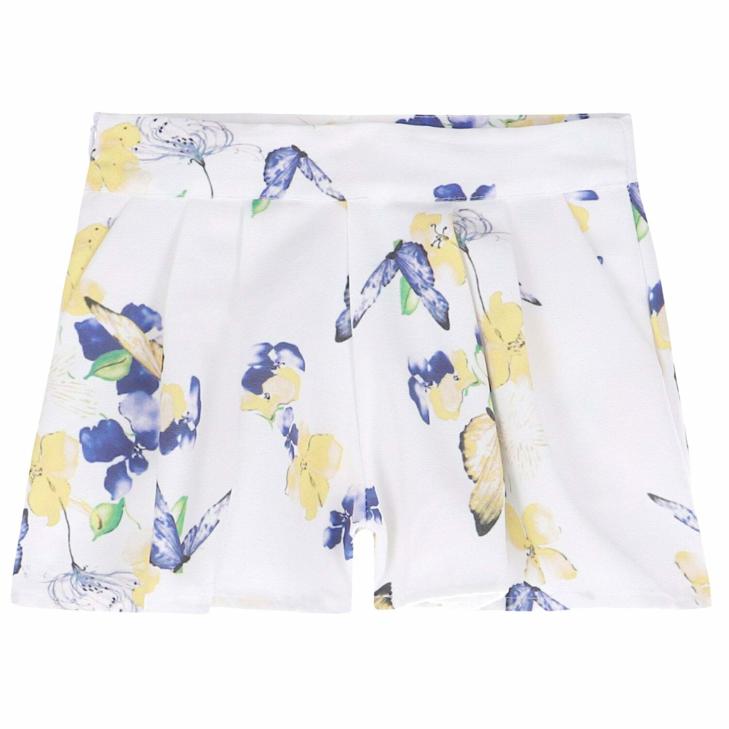 Girls White Printed Shorts, 1, hi-res image number null