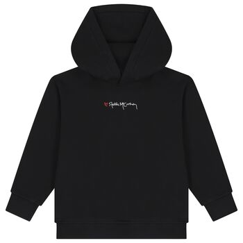 Girls Black Logo Hooded Top