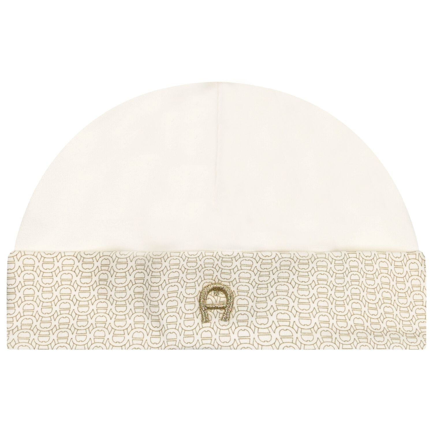 Ivory & Gold Logo Baby Hat, 1, hi-res