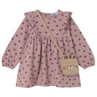 Younger Girls Pink Polka Dots Dress Set, 3, hi-res