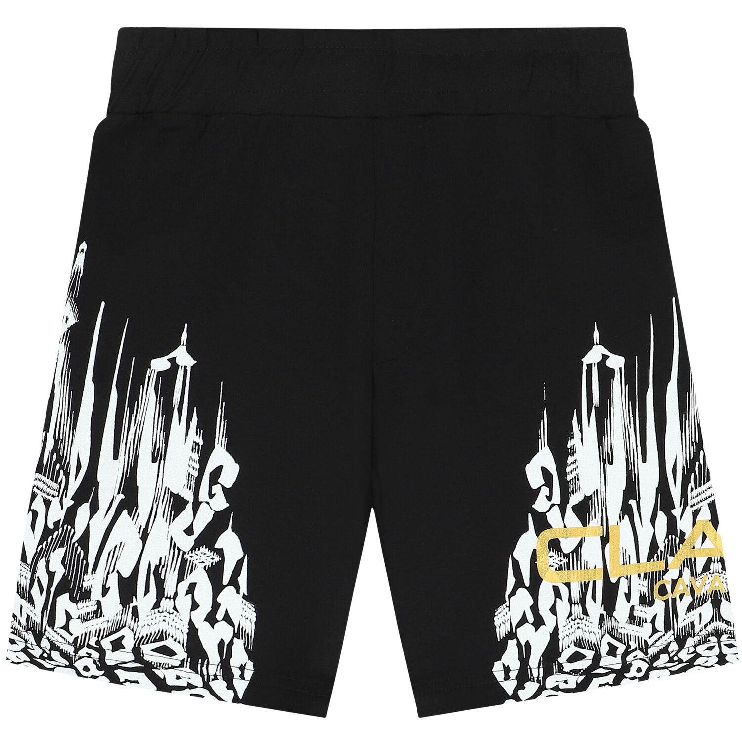 Black & Gold Logo Shorts, 1, hi-res