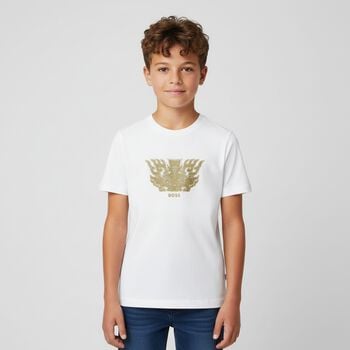 Boys White Dragon Logo T-Shirt