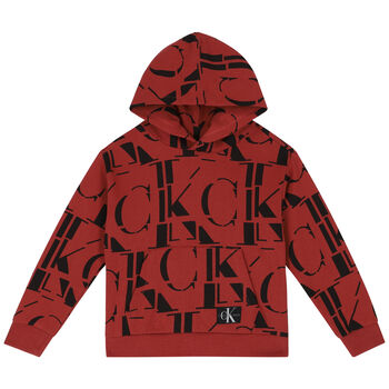 Boys Red Logo Hooded Top