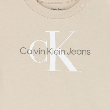Beige Cotton Logo T-Shirt
