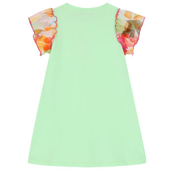 Girls Green Logo Bag Dress