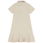 Girls Beige & Gold Logo Polo Dress, 1, hi-res