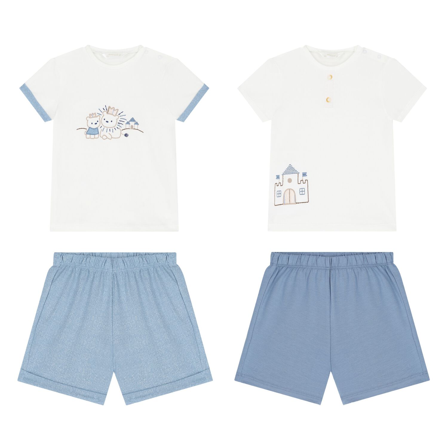 Baby Boys White & Blue Shorts Set ( 2-Pack ), 1, hi-res image number null