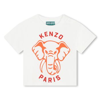 Younger Girls Ivory Elephant Logo T-Shirt