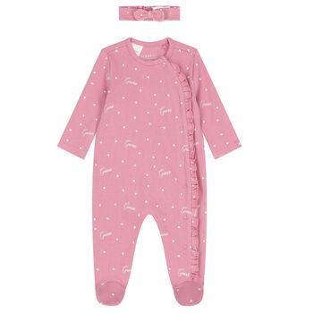 Baby Girls Pink Heart Babygrow Gift Set