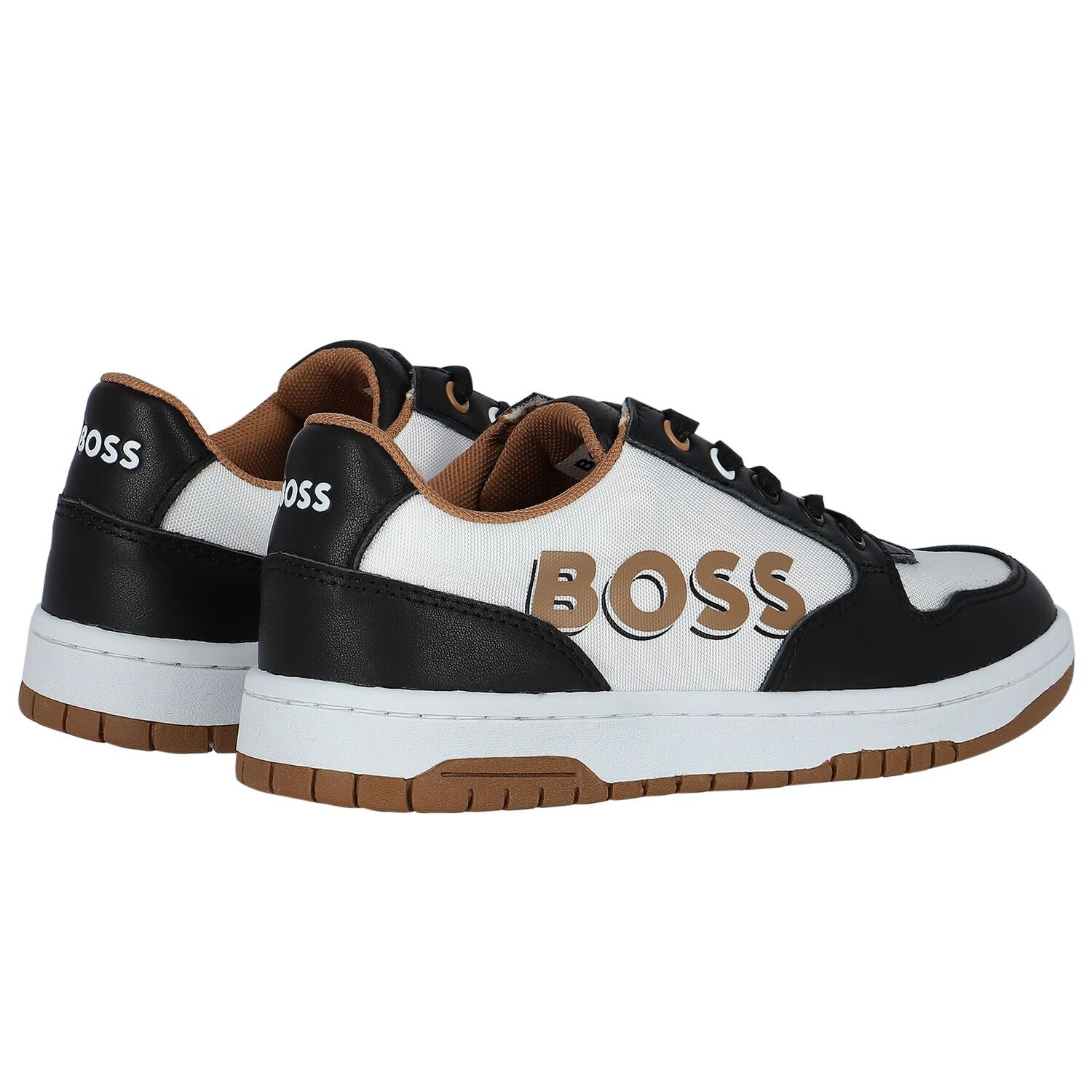 Boys Black & White Logo Trainers, 1, hi-res image number null