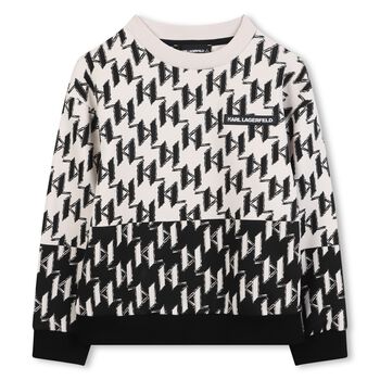 Boys Ivory & Black Logo Sweatshirt