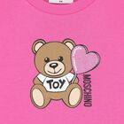 Girls Pink Teddy Bear Logo Dress, 2, hi-res