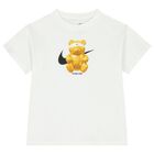 Girls White Teddy Bear Logo T-Shirt, 1, hi-res