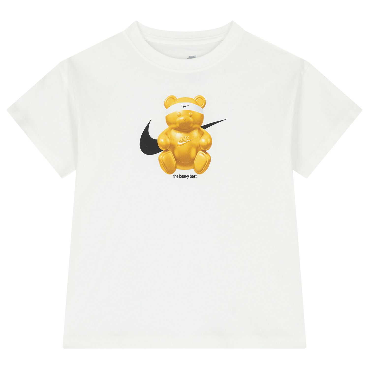 Girls White Teddy Bear Logo T-Shirt, 1, hi-res
