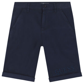 Boys Navy Blue Logo Chino Shorts