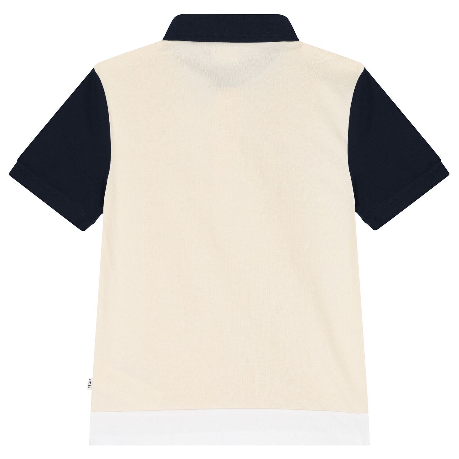 Boys Ivory, White & Navy Blue Polo Shirt, 1, hi-res image number null