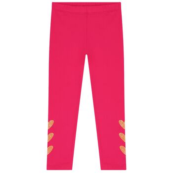 Girls Pink Heart Leggings