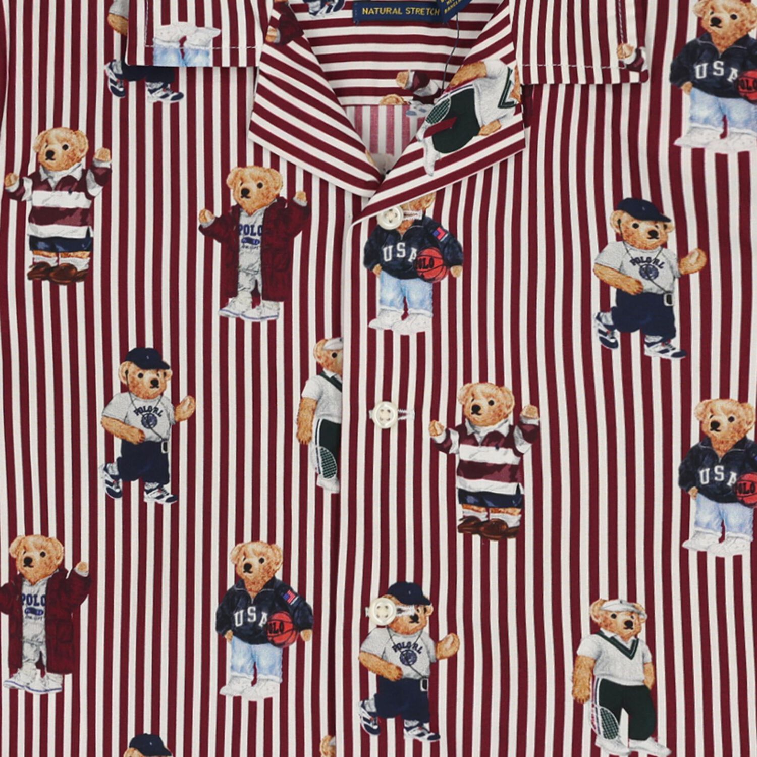 Boys White & Red Polo Bear Striped Shirt, 1, hi-res