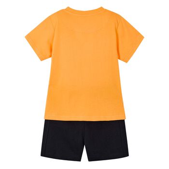 Boys Orange Print Shorts Set