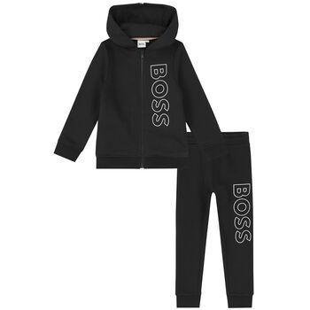 Boys Black Logo Tracksuit