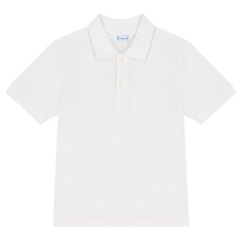 Boys White Logo Polo Shirt
