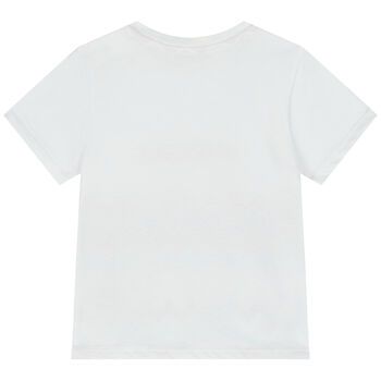 Younger Girls White Logo Zigzag T-Shirt