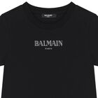 فستان بشعار للبنات اللون الأسود , 1, hi-res