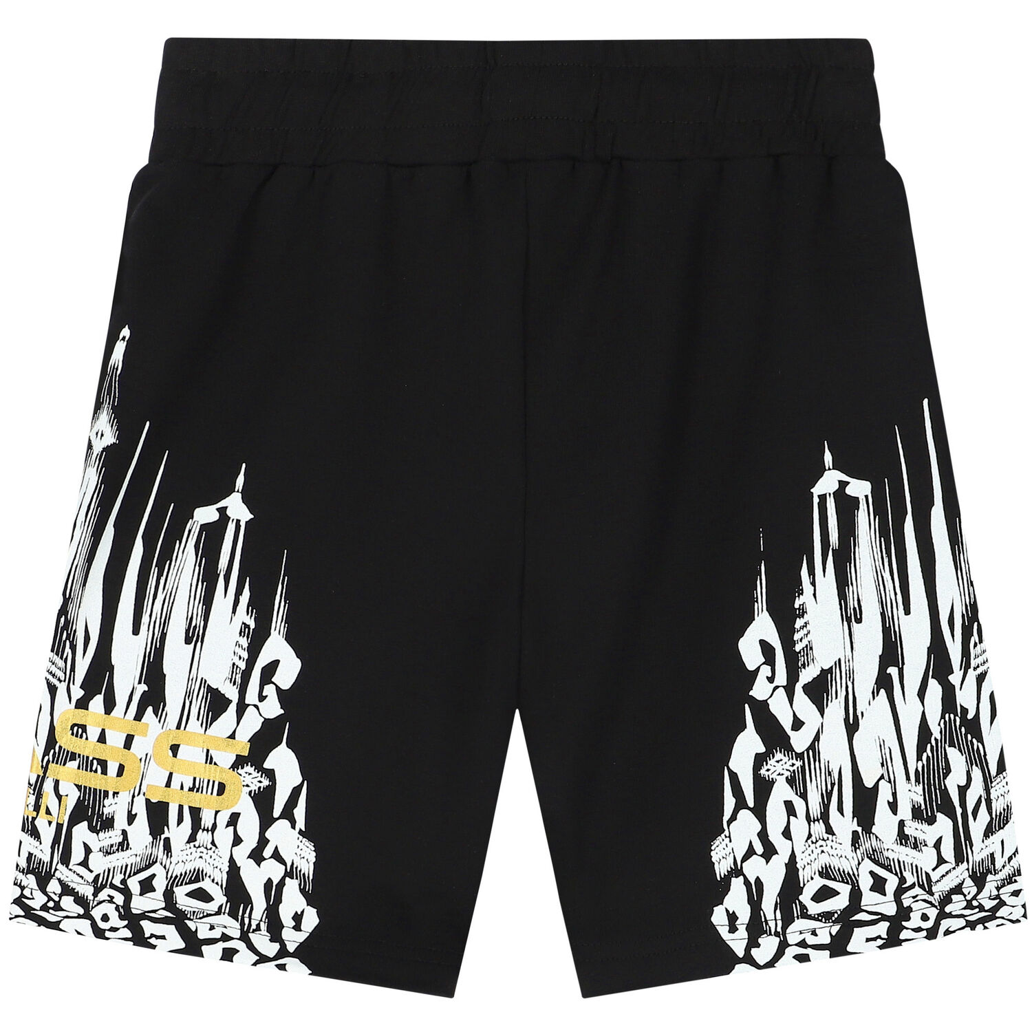 Black & Gold Logo Shorts, 1, hi-res