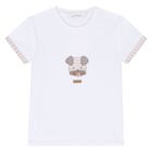 Baby Boys White & Beige Striped Shorts & Hat Set, 1, hi-res